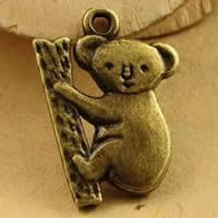 Tibetan Style Animal Pendants, Koala, antique bronze color plated, nickel, lead & cadmium free, 20x14mm, Hole:Approx 1.5-2.5mm, 50PCs/Bag, Sold By Bag