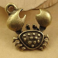 Tibetan Style Animal Pendants, Crab, antique bronze color plated, nickel, lead & cadmium free, 20x19mm, Hole:Approx 1.5-2.5mm, 50PCs/Bag, Sold By Bag