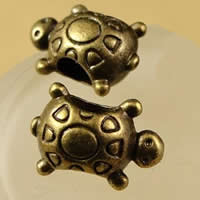 Tibetan Style Animal Beads, Turtle, antique bronze color plated, large hole, nickel, lead & cadmium free, 15x10x8mm, Hole:Approx 5mm, 50PCs/Bag, Sold By Bag
