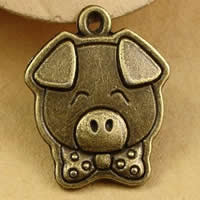Tibetan Style Animal Pendants, Pig, antique bronze color plated, nickel, lead & cadmium free, 16x20mm, Hole:Approx 1.5-2.5mm, 50PCs/Bag, Sold By Bag