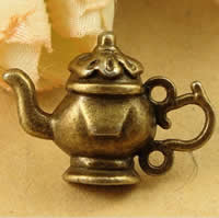 Tibetan Style Connector, Teapot, antique bronze color plated, 1/1 loop, nickel, lead & cadmium free, 15x22mm, Hole:Approx 1.5-2.5mm, 100PCs/Bag, Sold By Bag