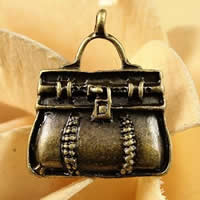 Pingentes de bolsa de liga de zinco, bolsa de mão, banho de cor bronze antigo, níquel, chumbo e cádmio livre, 17x16mm, Buraco:Aprox 1.5-2.5mm, 100PCs/Bag, vendido por Bag
