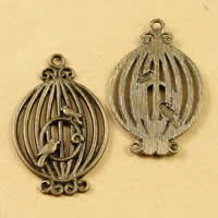 Tibetan Style Pendants, Cage, antique bronze color plated, nickel, lead & cadmium free, 34x21mm, Hole:Approx 1.5-2.5mm, 40PCs/Bag, Sold By Bag
