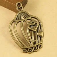 Tibetan Style Pendants, Cage, antique bronze color plated, nickel, lead & cadmium free, 34x21mm, Hole:Approx 1.5-2.5mm, 60PCs/Bag, Sold By Bag