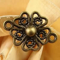 Flower Tibetan Style Connector, antique bronze color plated, 1/1 loop, nickel, lead & cadmium free, 20x15mm, Hole:Approx 1.5-2.5mm, 200PCs/Bag, Sold By Bag