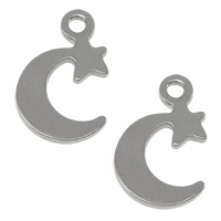 Stainless Steel Extender Chain Drop, Moon, original color, 8x11x1mm, Hole:Approx 1.2mm, 1000PCs/Lot, Sold By Lot
