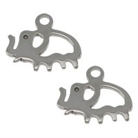 Stainless Steel Animal Pendants, Elephant, original color, 11x9x1mm, Hole:Approx 1.2mm, 1000PCs/Lot, Sold By Lot