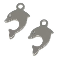 Stainless Steel Animal Pendants, Dolphin, original color, 7x12x1mm, Hole:Approx 1.2mm, 1000PCs/Lot, Sold By Lot