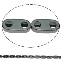 Nicht-magnetische Hämatit Perlen, Non- magnetische Hämatit, flachoval, schwarz, 3x6x2mm, Bohrung:ca. 1mm, Länge ca. 15.1 ZollInch, 10SträngeStrang/Menge, ca. 62/Strang, verkauft von Menge