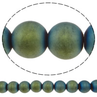 Nicht-magnetische Hämatit Perlen, Non- magnetische Hämatit, rund, verschiedene Größen vorhanden & satiniert, blau, Bohrung:ca. 2mm, Länge ca. 15.7 ZollInch, verkauft von Menge