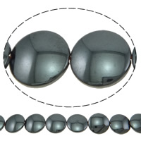 Nicht-magnetische Hämatit Perlen, Non- magnetische Hämatit, flache Runde, verschiedene Größen vorhanden, schwarz, Bohrung:ca. 1mm, Länge ca. 15.7 ZollInch, verkauft von Menge