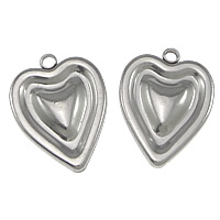 Stainless Steel Heart Pendants, original color, 15x20x2mm, Hole:Approx 2mm, 200PCs/Lot, Sold By Lot