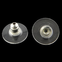 Jern Ear Nut Component, med Plastic, Flad Rund, forgyldt, flere farver til valg, nikkel, bly & cadmium fri, 11x6mm, Hole:Ca. 1mm, 5000pc'er/Bag, Solgt af Bag