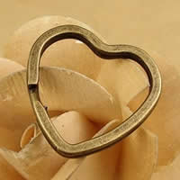 Jern split ring, Heart, antik bronze farve forgyldt, nikkel, bly & cadmium fri, 32x31mm, Indvendig diameter:Ca. 26mm, 120pc'er/Bag, Solgt af Bag