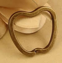 Jern split ring, Apple, antik bronze farve forgyldt, nikkel, bly & cadmium fri, 32x30mm, Indvendig diameter:Ca. 28mm, 80pc'er/Bag, Solgt af Bag