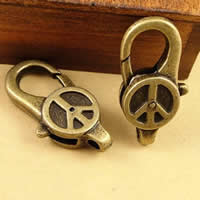 Zinc Alloy Lobster Clasp Peace Logo antique bronze color plated nickel lead & cadmium free Approx 1.5-2.5mm Sold By Bag