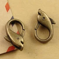 Zinc Alloy Lobster Clasp Dolphin antique bronze color plated nickel lead & cadmium free Approx 1.5-2.5mm Sold By Bag