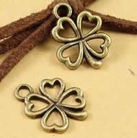 Tibetan Style Clover Pendant, Four Leaf Clover, antique bronze color plated, nickel, lead & cadmium free, 14x13mm, Hole:Approx 1.5-2.5mm, 500PCs/Bag, Sold By Bag