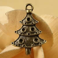 Tibetan Style Pendant Rhinestone Setting, Christmas Tree, antique bronze color plated, Christmas jewelry, nickel, lead & cadmium free, 26x17mm, Hole:Approx 1.5-2.5mm, Inner Diameter:Approx 1.5mm, 100PCs/Bag, Sold By Bag