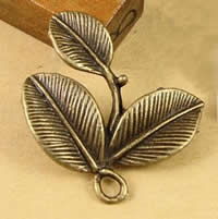 Tibetan Style Leaf Pendants, antique bronze color plated, nickel, lead & cadmium free, 27.5x23.5mm, Hole:Approx 1.5-2.5mm, 100PCs/Bag, Sold By Bag