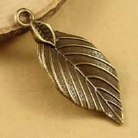 Tibetan Style Leaf Pendants, antique bronze color plated, nickel, lead & cadmium free, 32x15mm, Hole:Approx 1.5-2.5mm, 100PCs/Bag, Sold By Bag