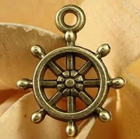 Tibetan Style Ship Wheel & Anchor Pendant, antique bronze color plated, nautical pattern, nickel, lead & cadmium free, 18x16mm, Hole:Approx 1.5-2.5mm, 200PCs/Bag, Sold By Bag