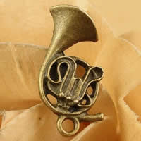 Instrumento musical en forma de colgantes de la aleación de Zinc, trompeta, chapado en color bronce antiguo, libre de níquel, plomo & cadmio, 21x16mm, agujero:aproximado 1.5-2.5mm, 100PCs/Bolsa, Vendido por Bolsa