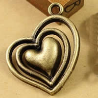 Tibetan Style Heart Pendants, antique bronze color plated, nickel, lead & cadmium free, 28x24mm, Hole:Approx 1.5-2.5mm, 40PCs/Bag, Sold By Bag
