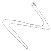 Mässing Chain Necklace, platina pläterad, oval kedja, nickel, bly och kadmium gratis, 2x1.50x0.20mm, Längd Ca 17 inch, 100Strands/Lot, Säljs av Lot