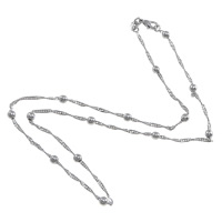 Messing Chain halskæde, platin farve forgyldt, Singapore kæde, nikkel, bly & cadmium fri, 3.5mm, 1.5mm, Længde Ca. 16 inch, 50Strands/Lot, Solgt af Lot