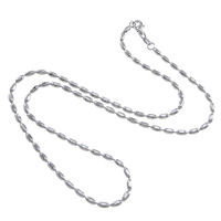 Mässing Chain Necklace, platina pläterad, kulkedja, nickel, bly och kadmium gratis, 5x2mm, Längd Ca 18 inch, 50Strands/Lot, Säljs av Lot