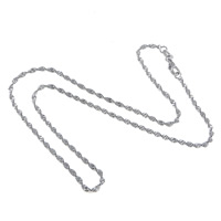 Mässing Chain Necklace, platina pläterad, Singapore kedja, nickel, bly och kadmium gratis, 2mm, Längd Ca 16 inch, 100Strands/Lot, Säljs av Lot