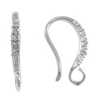Brass Hook Earwire, platinum color plated, with loop, nickel, lead & cadmium free, 2x17.5x1.8mm, 1mm, Hole:Approx 2mm, Inner Diameter:Approx 1mm, 100Pairs/Lot, Sold By Lot