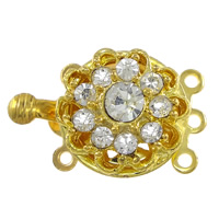 Brass Box Clasp Flower gold color plated  & with rhinestone nickel lead & cadmium free Approx 1.2mm Sold By Lot