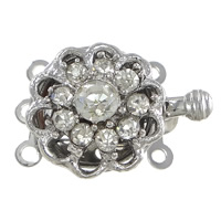 Brass Box Clasp Flower platinum color plated  & with rhinestone nickel lead & cadmium free Approx 1.2mm Sold By Lot