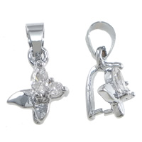 Brass Pinch Bail Butterfly platinum color plated with rhinestone nickel lead & cadmium free 0.9mm Approx Sold By Lot