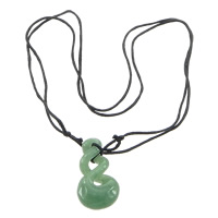 aventurine vert collier, avec corde en nylon, réglable & 2 fils, 21x40x8mm, 1mm, Longueur:Environ 17-32 pouce, 5Strandstoron/lot, Vendu par lot