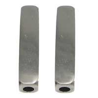 Grânulos de tubo de aço inoxidável, Retângulo, cor original, 4x18mm, Buraco:Aprox 2mm, 50PCs/Lot, vendido por Lot