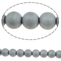 Nicht-magnetische Hämatit Perlen, Non- magnetische Hämatit, rund, verschiedene Größen vorhanden & satiniert, grau, Bohrung:ca. 2mm, Länge ca. 15.5 ZollInch, verkauft von Menge