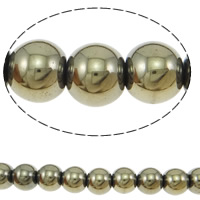 Natural Golden Pyrite Beads, Round, different size for choice, original color, Hole:Approx 1-1.5mm, Length:Approx 15.5 Inch, Sold By Lot