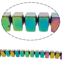 Abalorios de Hematita no Magnética, Triángulo, chapado, más colores para la opción, 8x5x7mm, agujero:aproximado 1mm, longitud aproximado 15.5 Inch, 10Strandsfilamento/Grupo, aproximado 80/Sarta, Vendido por Grupo