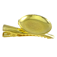 Haarclip broches, Messing, gold plated, kan als broche of haar bloem, nikkel, lood en cadmium vrij, 40x11x25mm, Binnendiameter:Ca 25mm, 200pC's/Lot, Verkocht door Lot