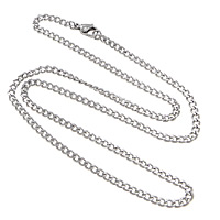 Nerezová ocel řetěz náhrdelník, Nerez, obrubník řetěz, Původní barva, 4.50x3.50x1mm, Délka Cca 19.6 inch, 50přediva/Lot, Prodáno By Lot