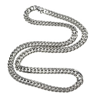 Stainless Steel Chain Necklace, curb chain, original color, 10x6x2mm, Length:Approx 20 Inch, 10Strands/Lot, Sold By Lot