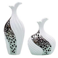 Porcelain Craft Decoration Vase glazed hollow white  Sold By Set