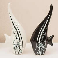 Porcelain Craft Decoration, Fish, glazed, 130x285mm, 2Sets/Lot, 2/Set, Sold By Lot