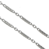 Stainless Steel Bar Chain, original color, 9x2x0.50mm, 100m/Lot, Sold By Lot