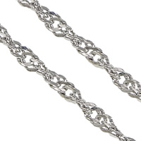 Stainless Steel, Singapore chain, original color, 2.50x0.50mm, 100m/Lot, Sold By Lot
