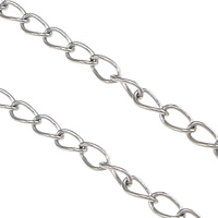 Stainless Steel Chain, twist oval chain, original color, 3.50x2.50x0.50mm, 100m/Lot, Sold By Lot