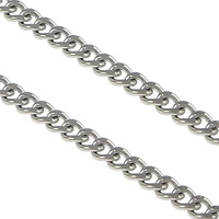 Nehrđajućeg čelika Curb Chain, Nehrđajući čelik, rubnik lanac, izvorna boja, 3x2x0.60mm, 100m/Lot, Prodano By Lot